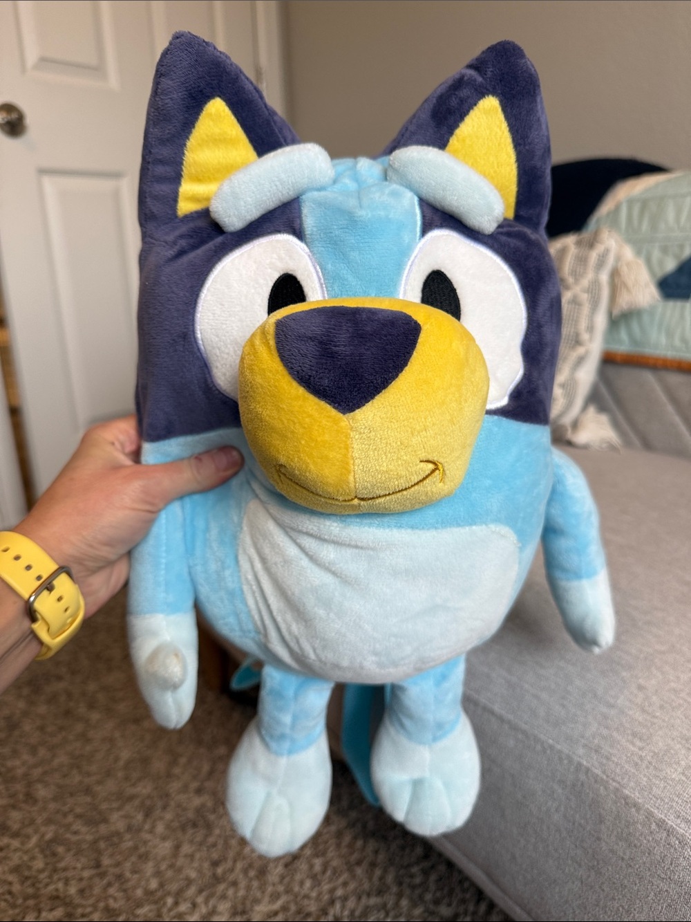 Bluey Plush Backpack - Light & Navy Blue with Yellow Accents